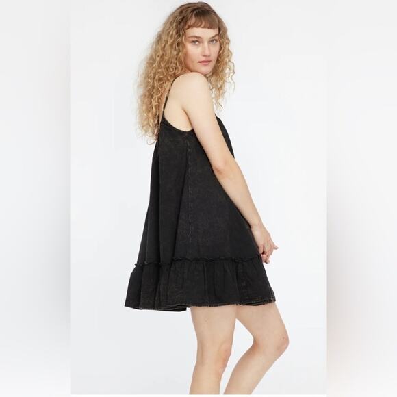 Anthropologie‎ LACAUSA Reina Mini Dress in Black Mineral Wash Size M NWT - Picture 1 of 15